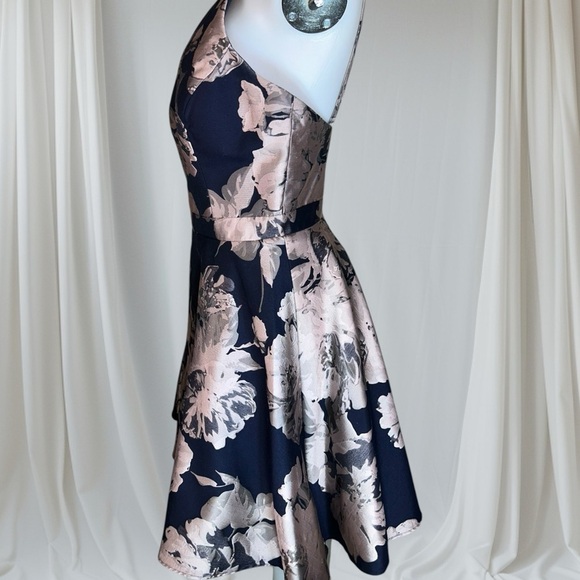 Xscape Navy and Gold Floral Mini Dress - Picture 12 of 12